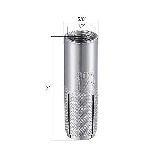 Wensilon 1/2"-13 Premium Stainless Steel Drop in Anchors Assortment, Knurled - Image 2