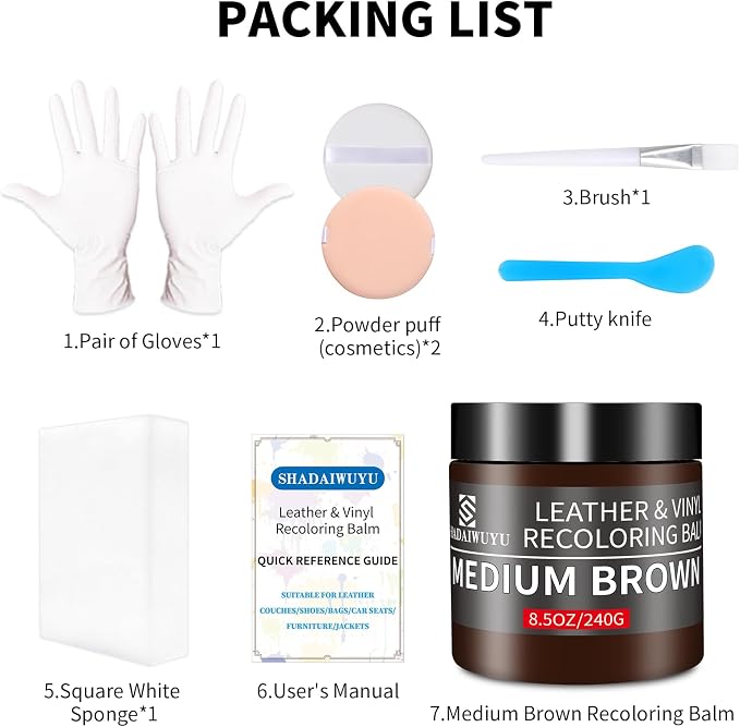 Leather Recoloring Balm, 8.5oz Leather Color Restorer, Medium Brown Leather - Image 7