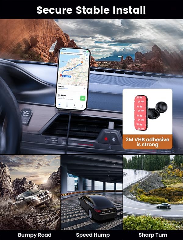 MOKPR for Magsafe Car Mount Charger-15W Wireless Car Charger-Magnetic Car Phone - Image 4