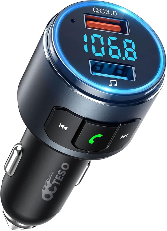 Upgraded V5.3 FM Bluetooth Transmitter, Siri Google Assistant by DrivingwithOctesoFreedom