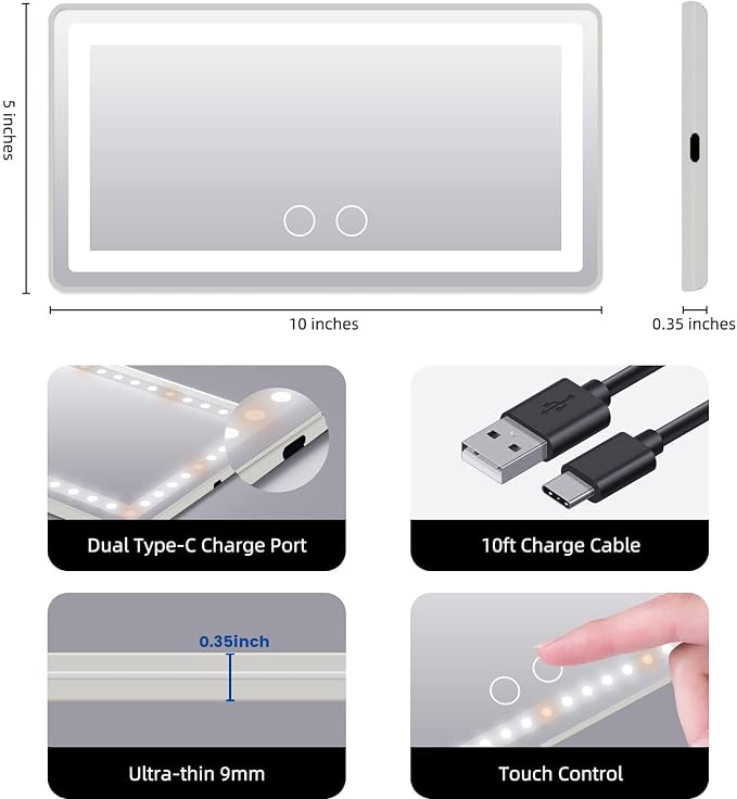 Car Sun Visor Vanity Mirror, Rechargeable Makeup Mirrors - Image 5