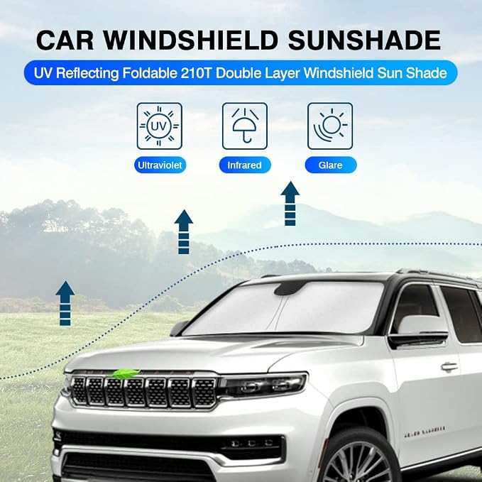 KUST Windshield Sun Shade for Jeep Grand Wagoneer 2022-2024 2025 2026 Sunshade - Image 2