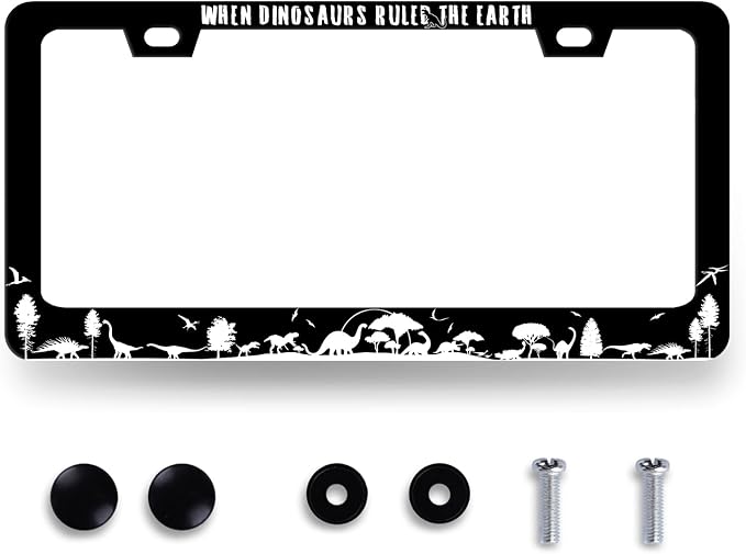 When Dinosaurs Ruled The Earth License Plate Frame Funny License Plate by MUAWUOIK