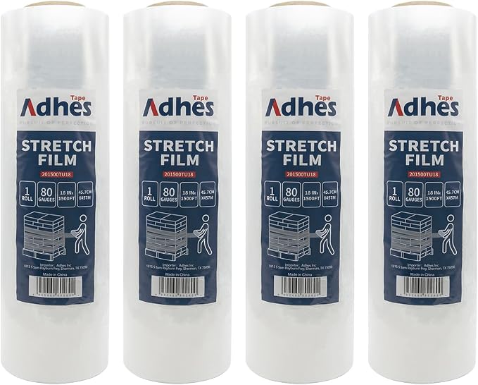 ADHES Heavy Duty Shrink Wrap Roll, 18 Inch x 1500 Feet, 80 Gauge Industrial by ADHESTAPEPERSUITOFPERFECTION