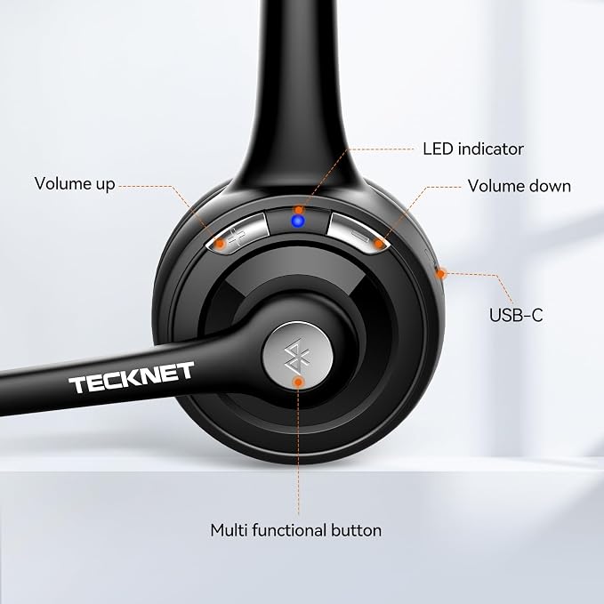 TECKNET Bluetooth Headphones Over Ear, 65 Hours Playtime and 3 EQ Modes - Image 7