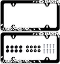 【2Pcs】 Black White Cherry Blossoms License Plate Frame Floral Flowers License by GORSNKYE