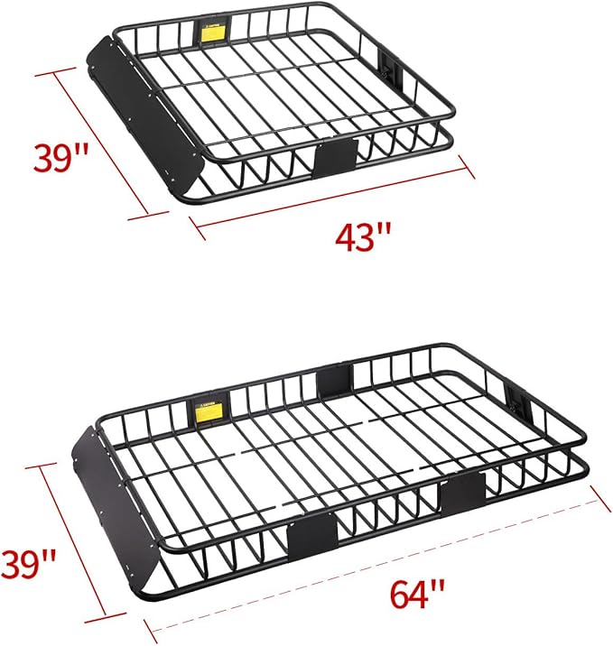 Leader Accessories Roof Rack Cargo Basket Set, Car Top Luggage Holder 64"x 39" - Image 2