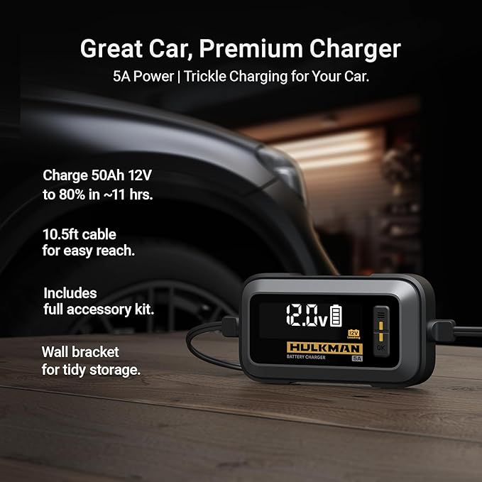 Hulkman Sigma 5, 5A Car Battery Trickle Charger, 12V and 6V Smart Charger - Image 3