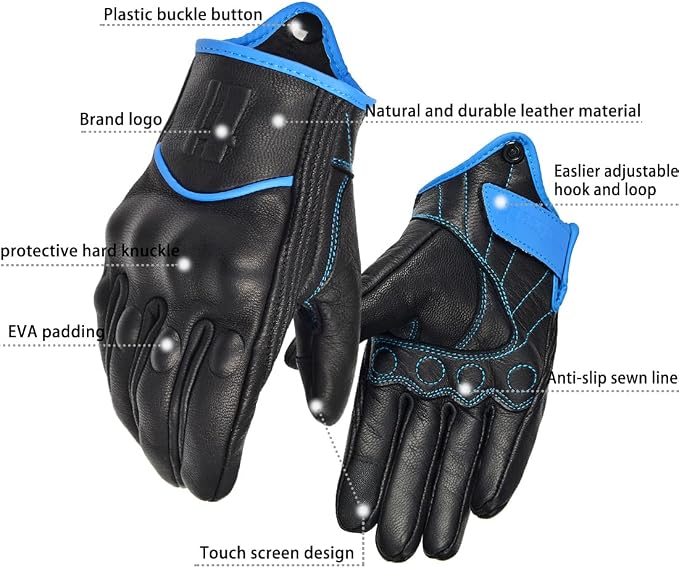 Harssidanzar Leather Motorcycle Gloves - Image 3