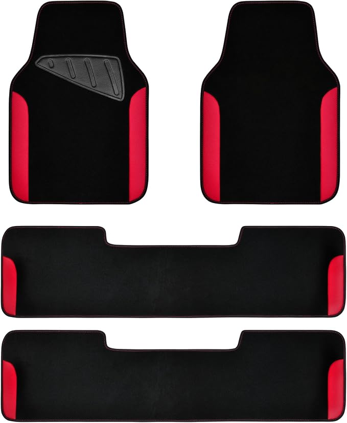 CAR PASS Waterproof Universal Faux Leather 3Row Car Floor Mats, Set of Vehicles by CARPASS