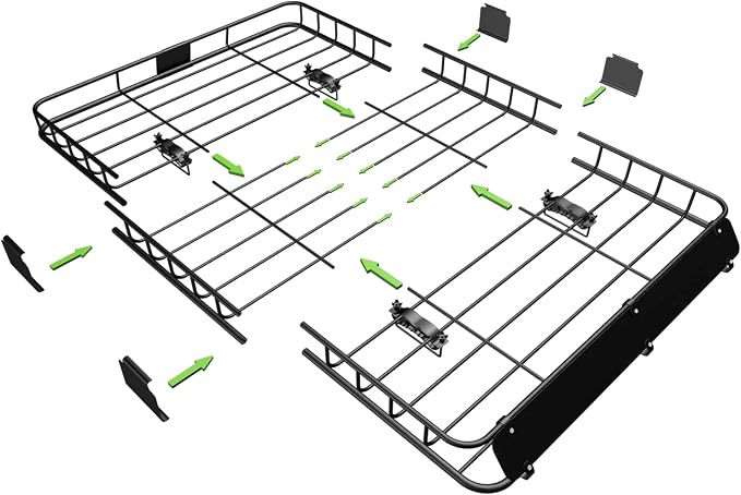 WEIZE Roof Rack Carrier Basket Universal Rooftop 54" x 34" x 6" + Waterproof Bag - Image 4