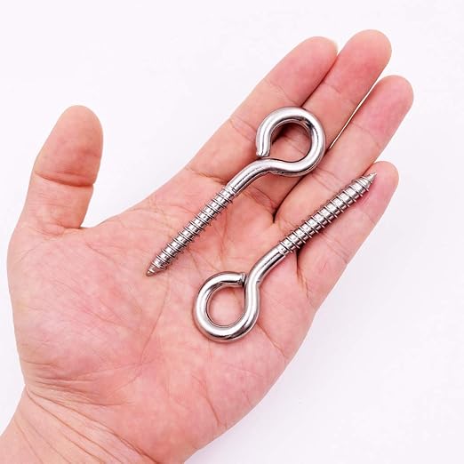 12-Pack 304 Stainless Steel Screw Eyes, Heavy Duty Screw in Eye Hooks Ring - Image 7