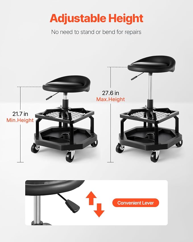 VEVOR Industrial Black Pneumatic Garage Seat/Work Stool - Image 2