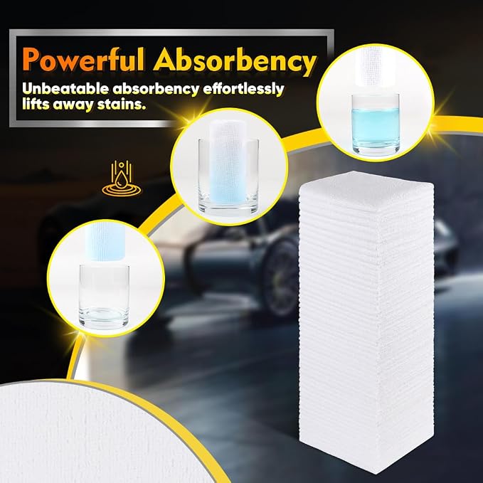 HOMEXCEL White Shop Towels 100 Pack, Reusable Microfiber Towels - Image 2