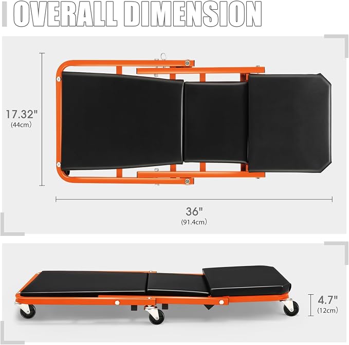 DNA MOTORING 36 Inches 2 IN 1 Rolling Folding Car Creeper/Seat, 150kg Weight - Image 3
