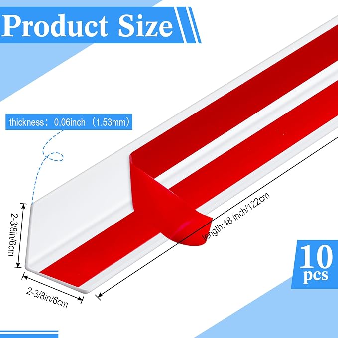 Sasylvia 10 Pcs Wall Corner Protector Guards, 2-3/8 x 48 Inches Self Adhesive - Image 2