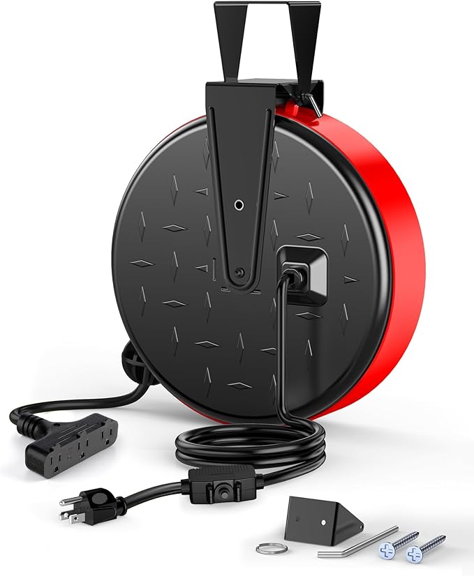 DEWENWILS 30 Ft Retractable Extension Cord Reel, Ceiling or Wall Mount 16/3 by DEWENWILS