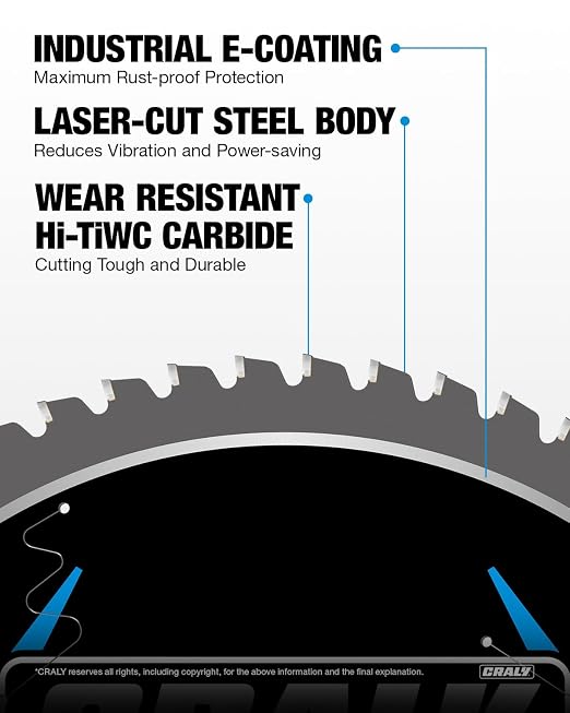 CRALY 12 Inch 60 Teeth Steel and Ferrous Metal Cutting Circular Saw Blade - Image 3