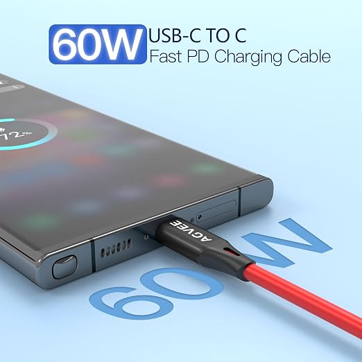 AGVEE 3ft Coiled Short USB-C to USB-C Charging Cable 60W PD Fast Charger Cord - Image 2