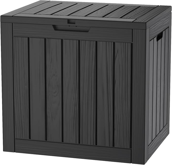 35 Gallon Lockable Resin Deck Box, Waterproof & UV-Resistant Outdoor Storage Box by Home