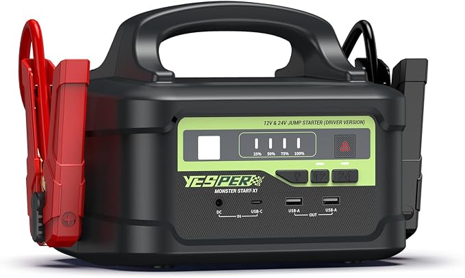 YESPER 6000A Jump Starter with 145W Quick Charge, 12V/24V Heavy Duty Truck by YESPER