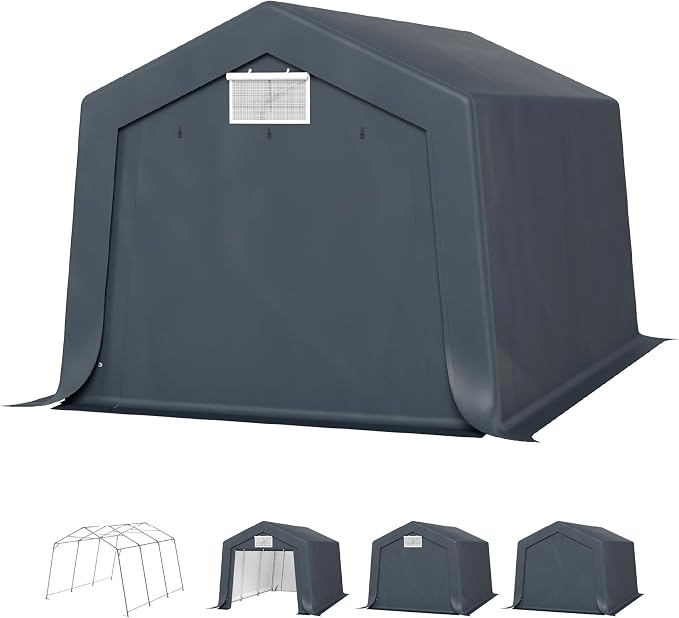 PHI VILLA 10'X15'*8.7' Outdoor Portable Storage Shelter Shed Garage - Image 7