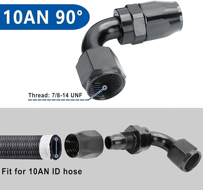 LokoCar 10AN Hose End Fitting 90 Degree Swivel - Image 2