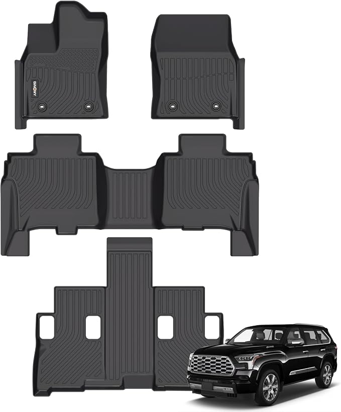 GINOWY-Floor Mats for Toyota Sequoia 2023 2024 2025, TPE All Weather Sequoia by GINOWY