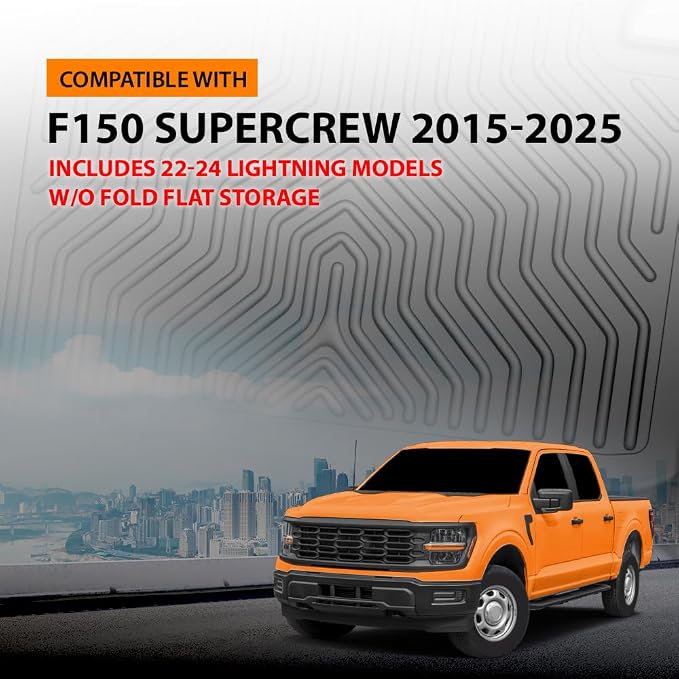 G-PLUS Floor Mats Fit for Ford F150 2015-2025 Super Crew w/o Fold Flat Storage - Image 7