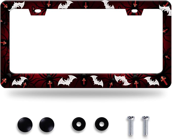 Bats License Plate Frame Spiders Web License Plate Holder Gothic Funny Car by GORSNKYE