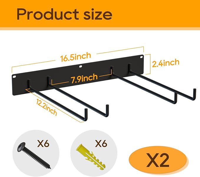 2-Pack Folding Chair Storage Rack – Heavy-Duty Wall Mount Hanger - Image 2