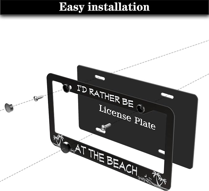 License Plate Frames Black and White License Plate Covers I'd Rather Be at The - Image 7