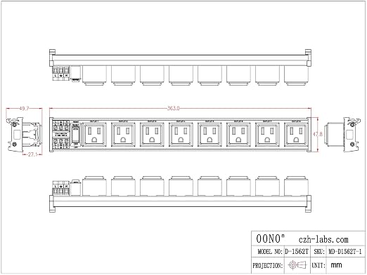 DIN Rail Mount AC 120V NEMA 5-15R 8 Receptacles Outlet Power Strip Module - Image 5