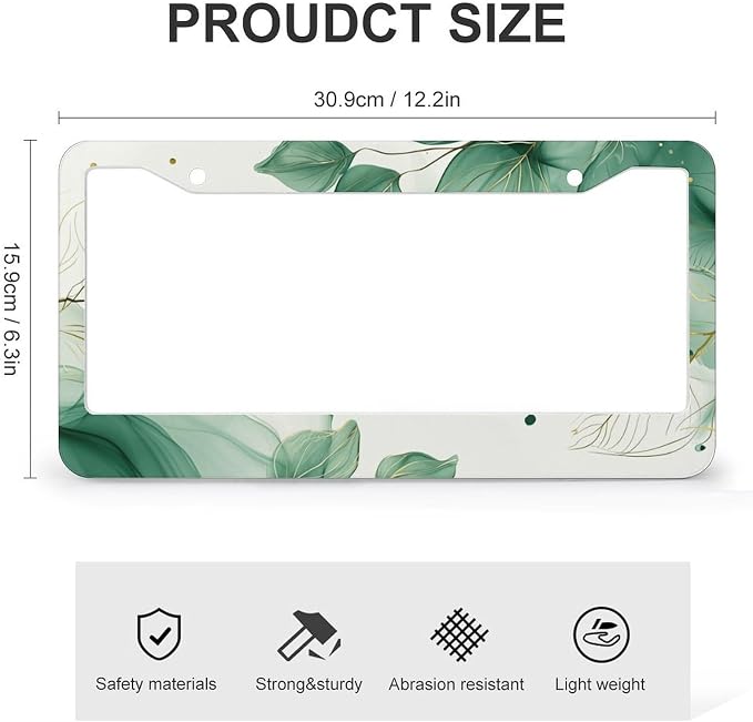 Watercolor Green Palm Leaves License Plate Frames - Image 2