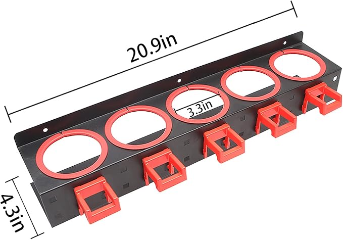 Spray Bottle Holder Wall Mount, Storage Rack 5 Holes, 7Hooks Organizer Abrasive - Image 2