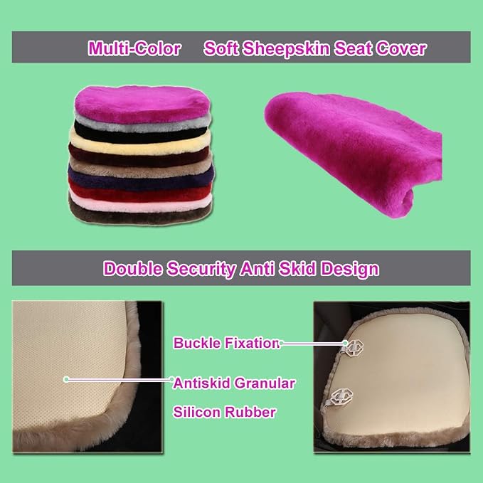 Fluffy Genuine Australia Sheepskin Car Seat Cover - Image 3