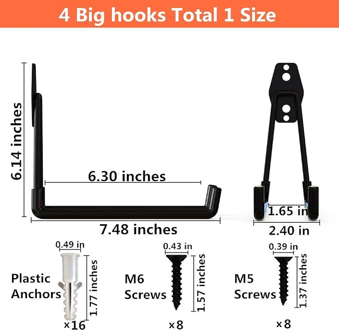 Wall Mount Heavy Duty Double Utility Tools Hooks - Image 2