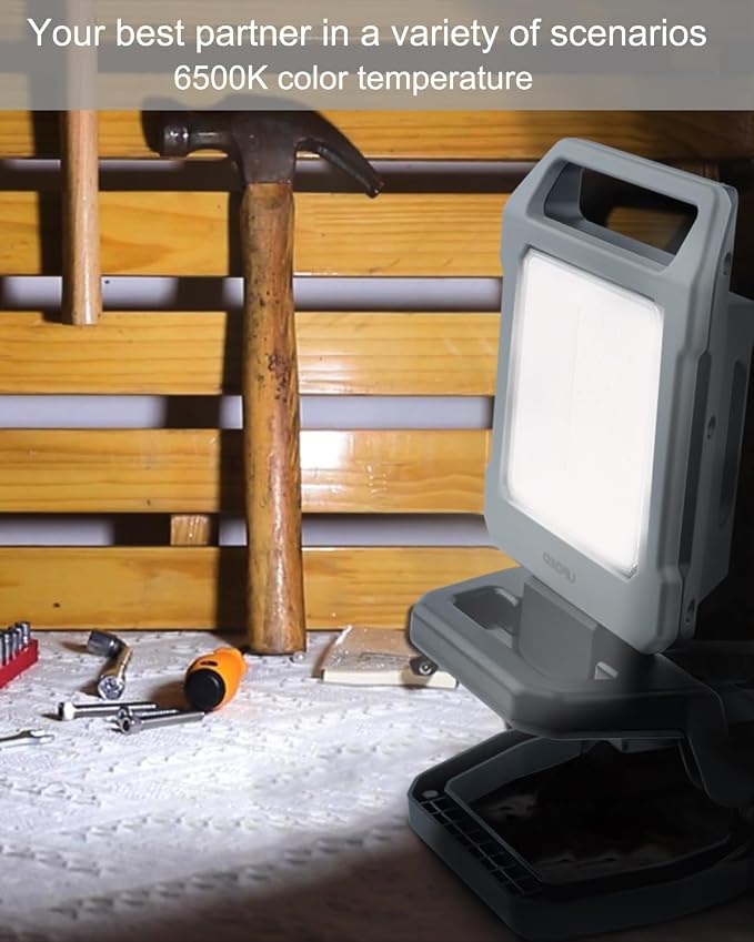 UFOND 2500LM LED Work Light Rechargeable, 12h Portable Battery Worklight - Image 2