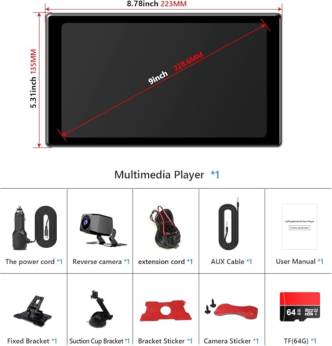 9inch Portable Carplay Screen for Car, Wireless Apple Carplay & Android Auto - Image 9