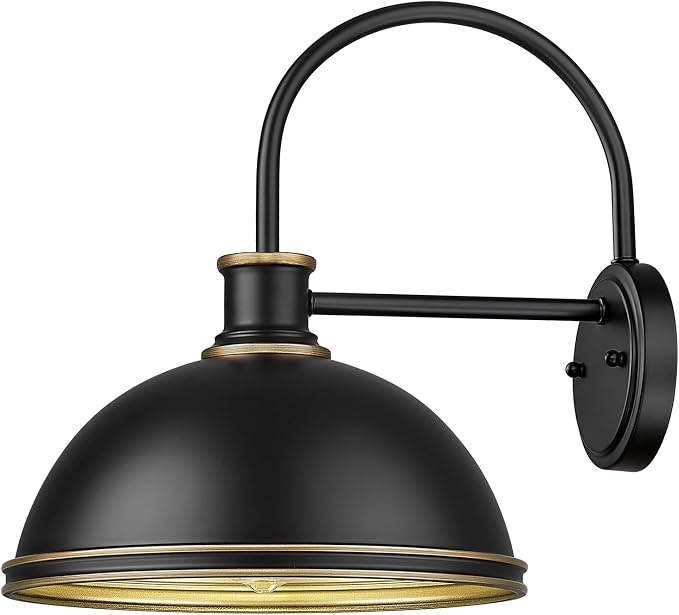 kudos Exterior Gooseneck Barn Light, Farmhouse Black Outdoor Wall Light by kudos
