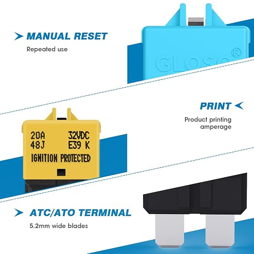 GLOSO Circuit Breakers E39 Manual Reset Low Profile ATC/ATO - Image 4