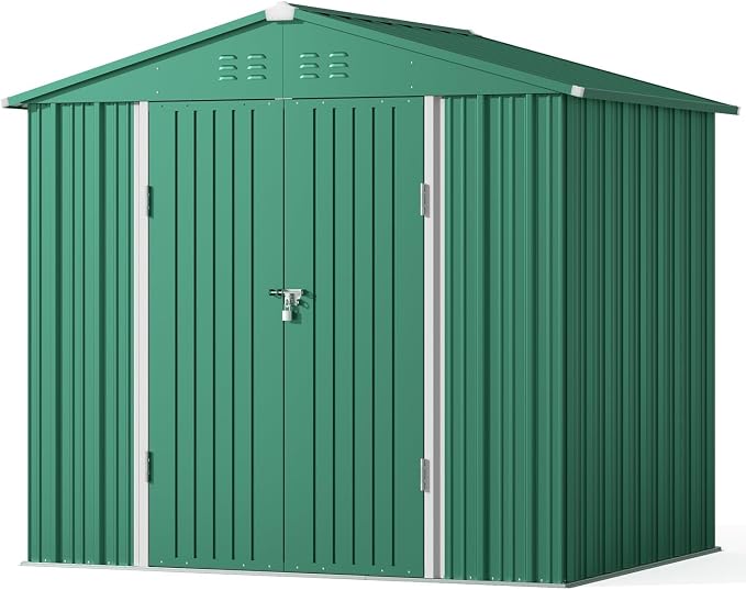 Gizoon Outdoor Storage Shed 8 x 6 FT, Galvanized Metal Garden Shed - Image 8