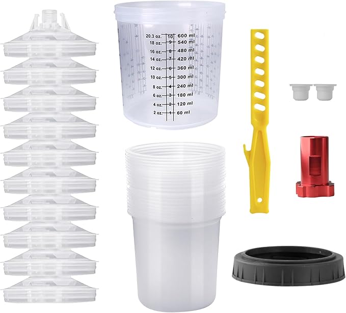 Disposable Paint Mixing Cup Kit, HVLP Paint Sprayer Gun Mixing Cups 20 Ounce Kit by ROIKETU