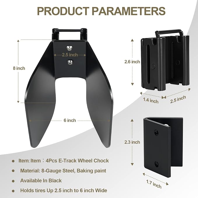 4 Pack E-Track Wheel Chock for E-Track System |E Track Motorcycle Wheel chocks - Image 2