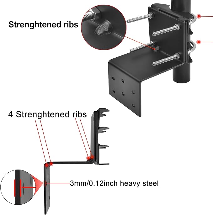 Antenna Mount Outdoor Antenna Pole Mast Mount Bracket- Heavy Duty Steel - Image 2