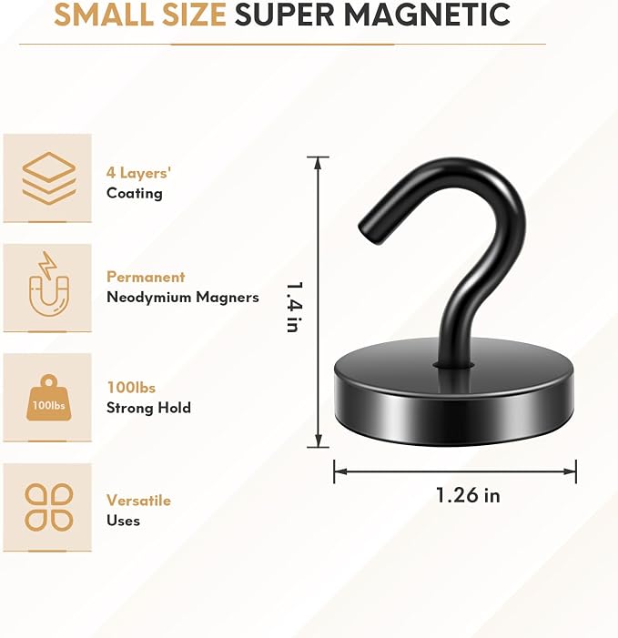 Neosmuk Magnetic Hooks, Cruise Ship Essentials, 120lb+ Heavy Duty Magnetic Hooks - Image 6