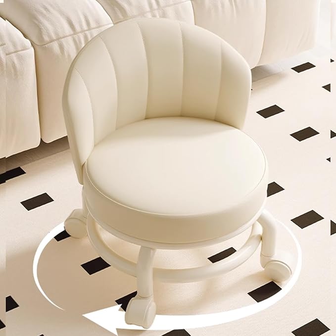 Low Rolling Stool with Backrest, Rolling Pedicure Seat, Low Stool with Wheels - Image 3