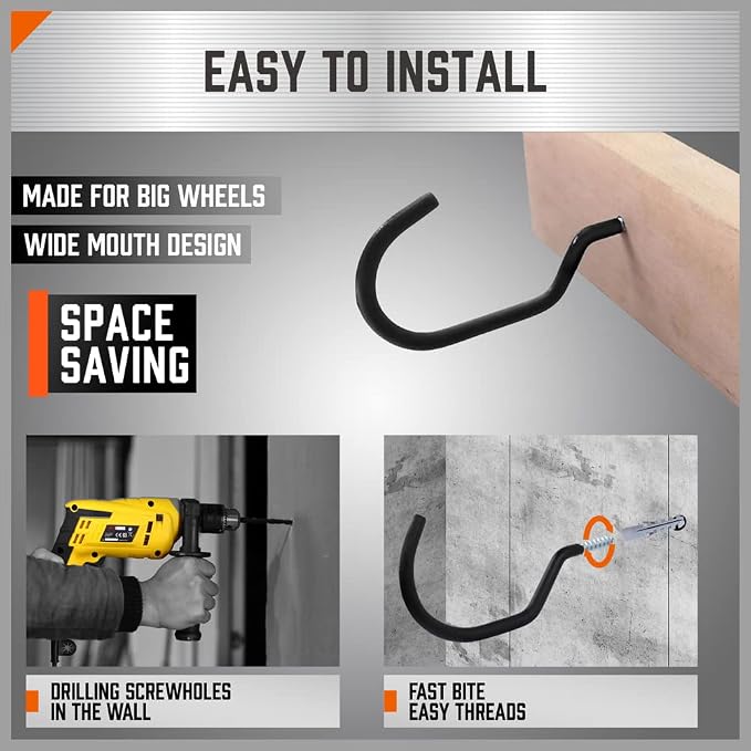 HORUSDY 6 Pack Heavy Duty 6 inches, Capacity 100 LBS, Wall and Bike Hooks - Image 4