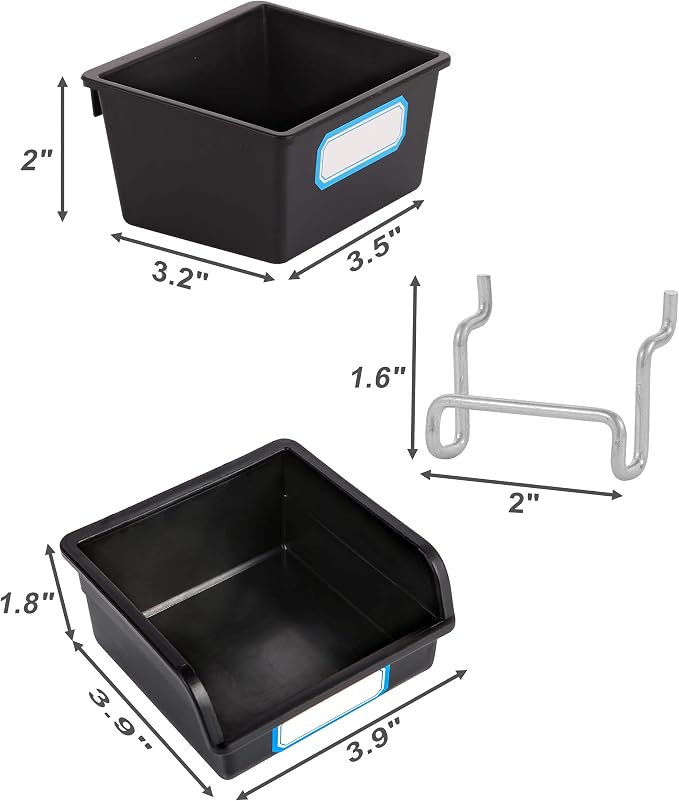 FRIMOONY Pegboard Bins with Hooks and Labels, - Image 4