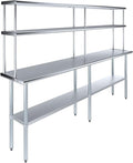 Amgood Stainless Steel Work Table Double Tier Overshelf | Metal Kitchen Prep by AmGood
